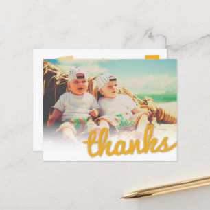 Big Sketch Thanks Twins Birthday Photo Thank You Postcard
