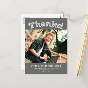 Big Sketched Thanks Modern Grad Photo Thank You Postcard