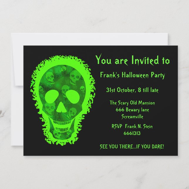 Big Skull Green 'You are Invited' invitation (Front)
