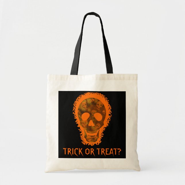 Big Skull Orange 'Trick or Treat?' bag (Front)