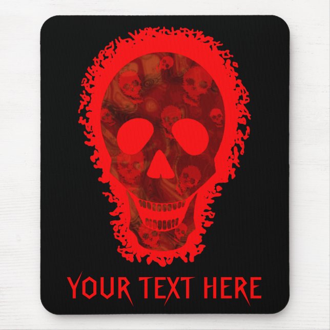 Big Skull Red  'Your Text' mousepad (Front)
