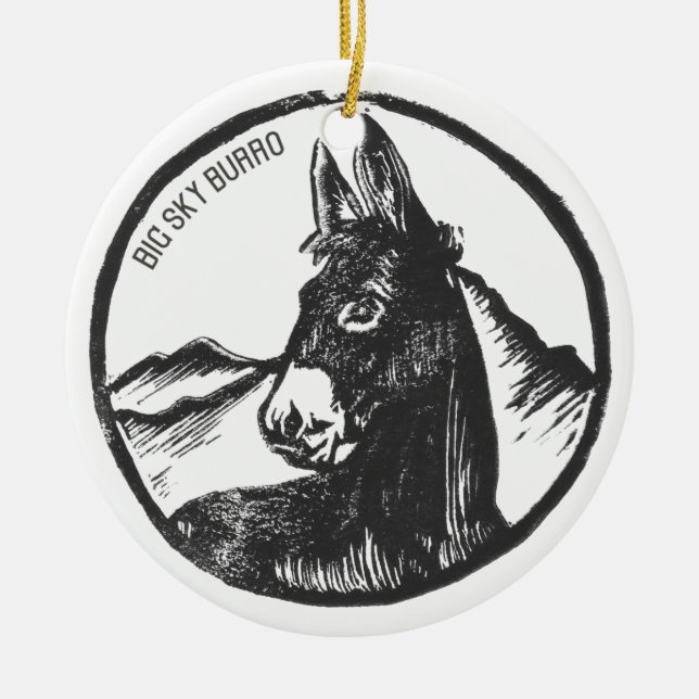 Big Sky Burro Ceramic Tree Decoration (Front)