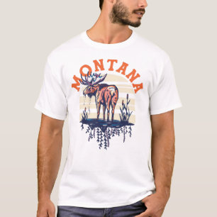 Big Sky Country Montana. Cool Retro Travel Moose T-Shirt
