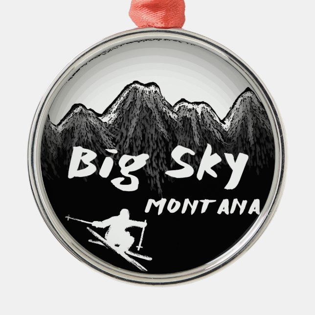 Big Sky Montana artistic skier Metal Tree Decoration (Front)