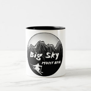 Big Sky Montana artistic skier Two-Tone Coffee Mug