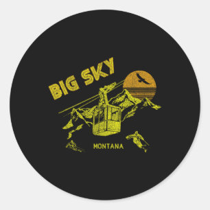 Big Sky Montana Distressed Retro Skiing Tee Classic Round Sticker