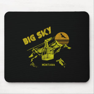 Big Sky Montana Distressed Retro Skiing Tee Mouse Mat