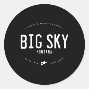 Big Sky Montana Graphic Distressed Vintage Snowboa Classic Round Sticker