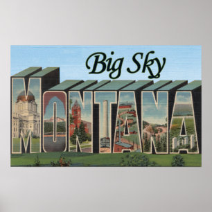Big Sky, Montana - Large Letter Scenes Poster