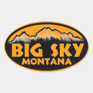 Big Sky Montana orange oval stickers