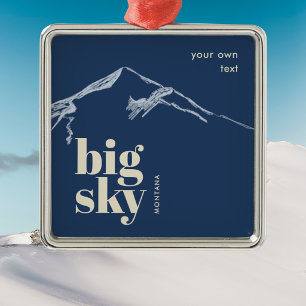 Big Sky Montana scribbled mountain medal Metal Tree Decoration