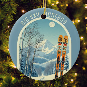 Big Sky Montana ski souvenir Rocky Mountains  Ceramic Tree Decoration