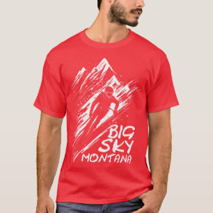 Big Sky Montana Skiing Graphic Art T-Shirt