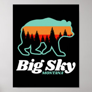 Big Sky Montana Skiing Snowboarding Bear  Poster