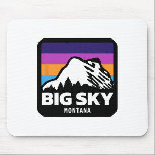 Big Sky Montana Skiing Snowboarding Family Ski Mouse Mat