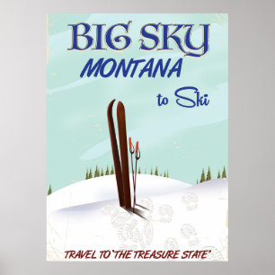 Big Sky, Montana skiing travel poster