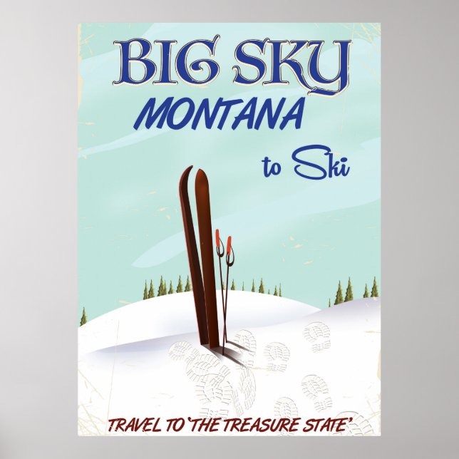 Big Sky, Montana skiing travel poster (Front)
