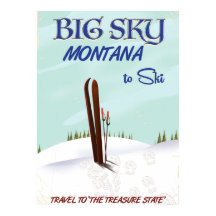 Big Sky, Montana skiing travel poster
