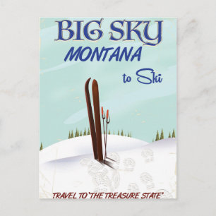Big Sky, Montana skiing travel poster Postcard