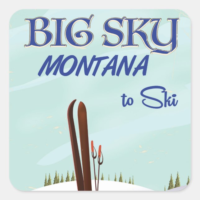 Big Sky, Montana skiing travel poster Square Sticker (Front)