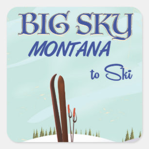 Big Sky, Montana skiing travel poster Square Sticker