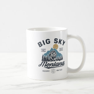 Big - Sky Montana Snow Skiing Trendy Retro Lodge Coffee Mug