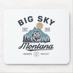 Big - Sky Montana Snow Skiing Trendy Retro Lodge Mouse Mat