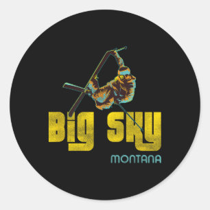 Big Sky Montana Vintage Skiing  Classic Round Sticker