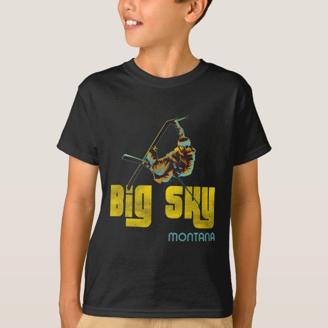 Big Sky Montana Vintage Skiing  T-Shirt (Front)