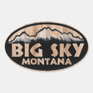 Big Sky Montana wooden oval stickers