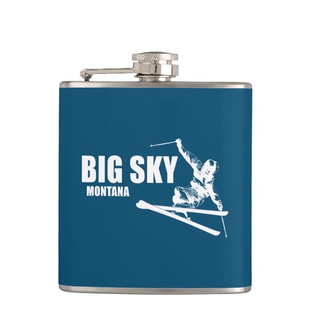 Big Sky Resort Montana Skier Hip Flask (Front)