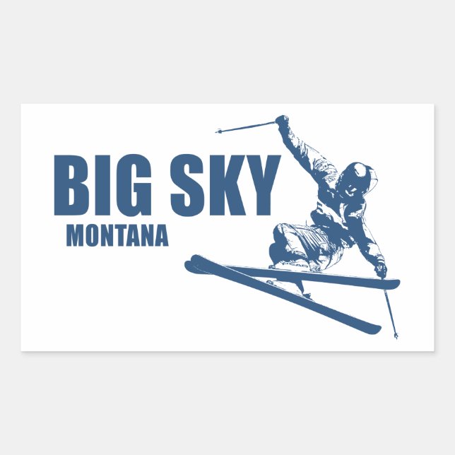 Big Sky Resort Montana Skier Rectangular Sticker (Front)