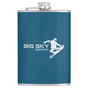 Big Sky Resort Montana Snowboarder Hip Flask