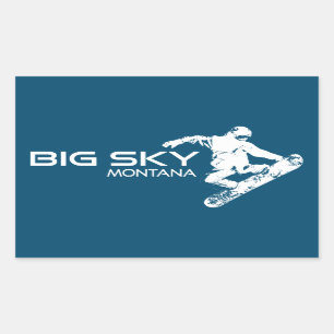 Big Sky Resort Montana Snowboarder Rectangular Sticker