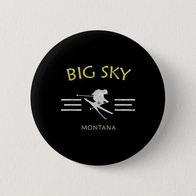 Big Sky Skiing Montana Ski Tee  6 Cm Round Badge (Front)