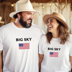 Big Sky USA American Flag Light-Colour T-Shirt