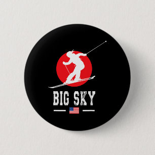Big Sky Usa Ski Resort Rocky Mountains American Sk 6 Cm Round Badge