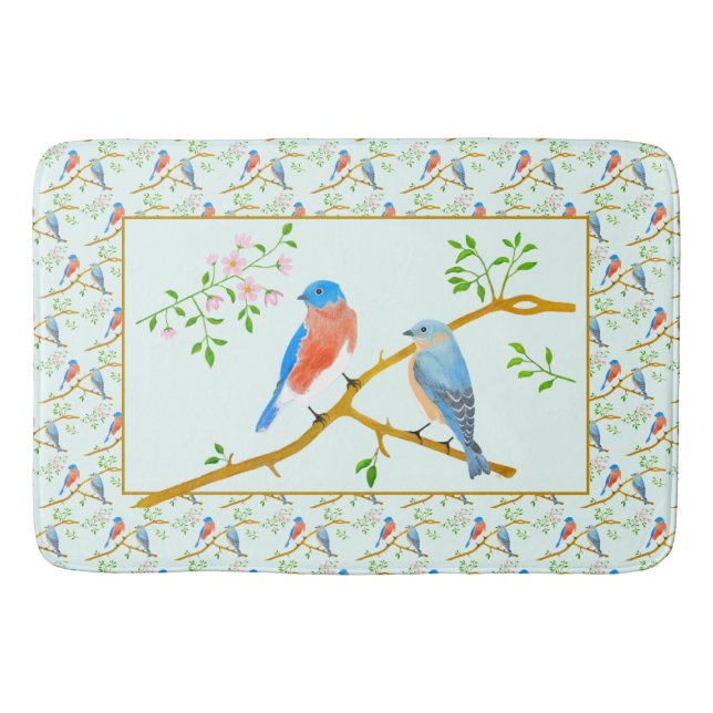 Big & Small Bluebirds Large Bathmat (Front)