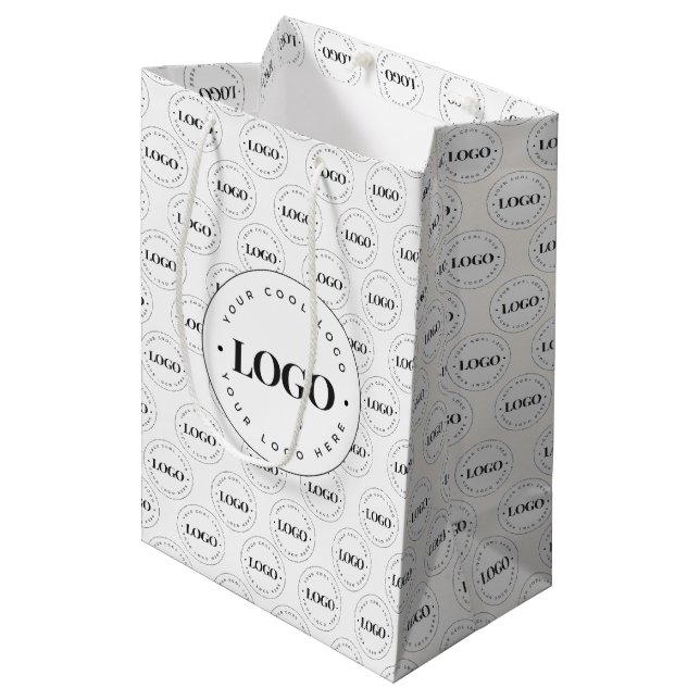 Big & Small Company Custom Business Logo Pattern Medium Gift Bag (Front Angled)