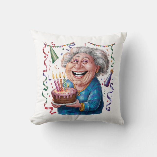 Big Smile Granny Birthday Cushion (Front)