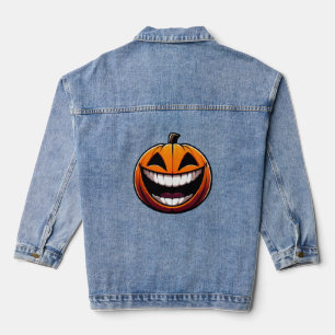 Big Smile Jack O Lantern - Halloween October Denim Jacket