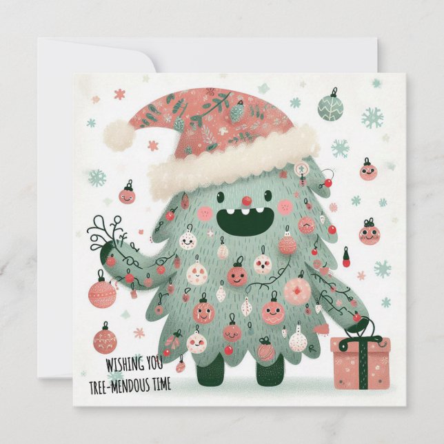 Big Smile OK Tree-mendous Time Holiday Card (Front)