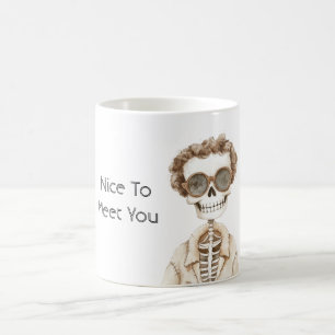 Big Smile Skeleton Glasses Nice To Meet You Coffee Mug