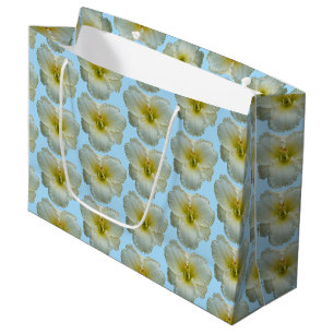'Big Snowbird' White Daylilies on Pastel Blue Large Gift Bag
