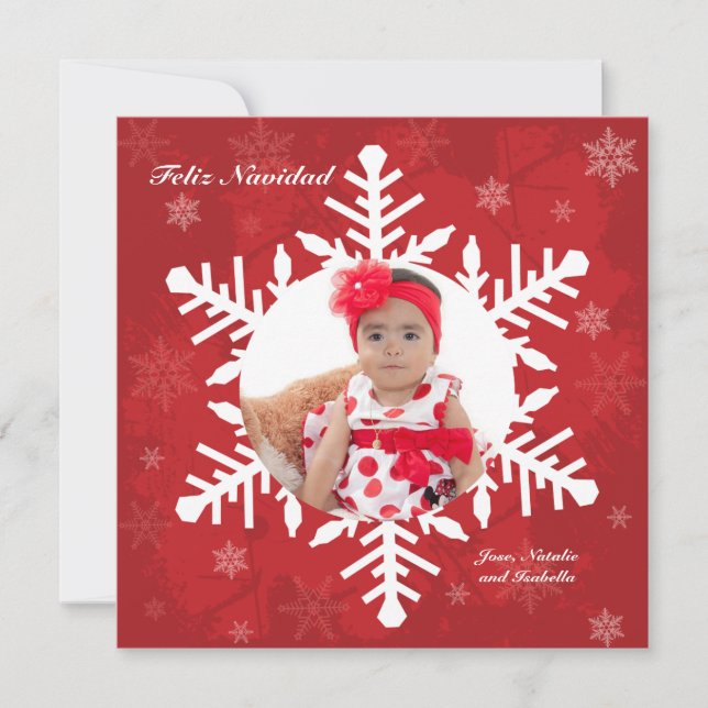 Big Snowflake Holiday Photo Card (Front)