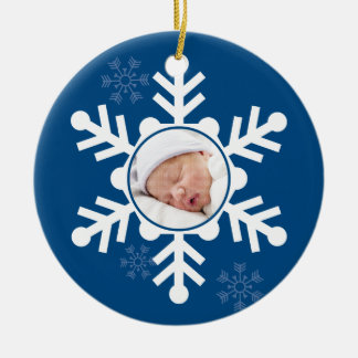 Big Snowflake: Navy Blue Ceramic Tree Decoration