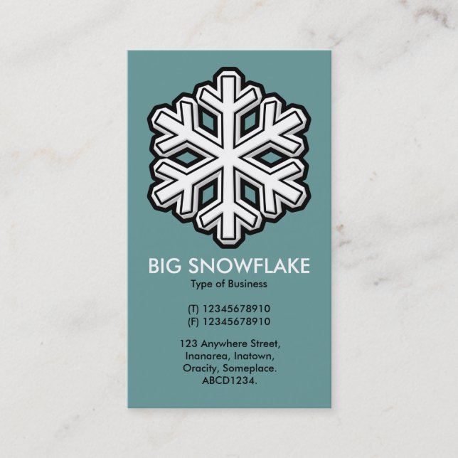 Big Snowflake - Turquoise Grey (669999) Business Card (Front)