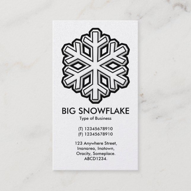 Big Snowflake - White (Gold Card) Business Card (Front)