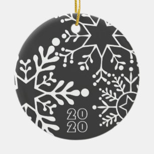 Big SNOWFLAKES Name & Date Christmas Ceramic Tree Decoration