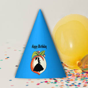 Big Southern Peach Silhouette Lady Hoop Skirt Blue Party Hat